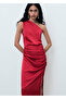 Asymmetrical Satin Dress with Side Slit