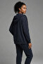 Women's Smoked Thick Three Thread Fabric Zippered Hooded Jacket - 2