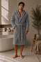 Lily Unisex Hooded Floral Patterned Cotton Single Bathrobe