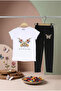 Girl's Set with Butterfly Flower Print Leggings - 2