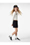 Cotton Pocketed Jean Shorts Skirt with Staple Detail - 2