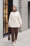 Stoned Buttoned Bow Baby Collar Imported Crepe Tunic -Beige