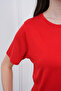 Viscose Draped T-Shirt-Red - 5