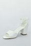 Women's Ankle Buckle Single Strap Thick Heeled Evening Dress Shoes White - 3