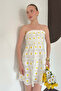 Embroidered Daisy Cream Strapless Dress - 4