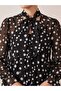 Women's Black Polka Dot Tie-Up Buttoned Peplum Chiffon Shirt
