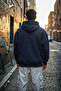 Navy Blue Men's 3-Thread Seasonal Zip-Up Hooded Fleece Cardigan Jacket - 4