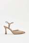 Women's Heeled Top-Strapped Pointed Toe Evening Dress Shoes Tan
