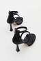 Women's Three-Stripe Stone Detailed Back Zipper Thin Heeled Evening Dress Shoes Black - 4