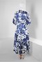 FLOWER PATTERNED COLLAR TIE SATIN DRESS 43769 - 3