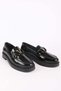 Women's Genuine Leather Buckle Detailed Loafer Shoes Black Patent Leather - 5