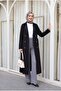 Double Button Belted Trench Coat - Black - 2