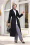 Double Button Belted Trench Coat - Black - 3