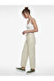 Striped Cotton Regular Waist Lace-Up Detailed Crop Wide Leg Trousers - 2