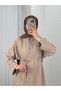 Nuboria Women's Hijab Summer Shirt Dress/Robe Modal Insert Cuff-Tn030 Stone - 2