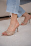 Sonic Pointed Toe Women's Nude Heeled Slippers - 4