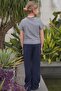 Girl's Trouser Suit with Arma Detail and Bow Accessory, 6-12 Years Old, Navy Blue - 3