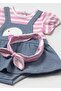 Toddler Girls Dunagree Romper with Matching Headband - 2 Colors - 2