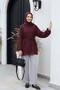 Double Fabric Waist Belted Wide Leg Trousers -Grey - 3