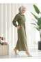 Khaki Green Hijab Dress - 4