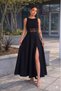 New Season Women's Off-The-Shoulder Open Collar Open Waist Lace Slit Long Janjan Crepe Stylish Event Dress