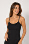 6-Pack Cotton Undershirt Women's 100% Cotton Black String Strap Tank Top-Made in Turkey - 3