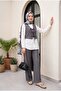 Lace-Up Front Shirt, Vest, and Pants Three-Piece Linen Look Suit - Smoked - 4
