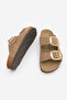 Women's Genuine Leather Daily Slippers Double Banded Slippers Eva Sole Poly Camel - 8
