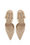 Women's Beige Ankle Buckle Open Back Stone Detailed Thin Heeled Shoes 26Pfe496714 - 5