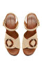 Women's Beige Ankle Buckle Platform Thick Heeled Suede Sandals 26Sfe465910 - 5