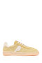 Women's Yellow Lace-Up Suede Leather Sneaker 26Pfd371110