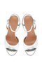Women's Silver Ankle Buckle Metallic Thick Heeled Sandals 25Sfe466932 - 8