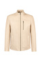 Oscar Men's Beige Zippered Leather Jacket 25Wge6433Ft - 3