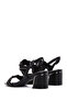 Women's Black Braided Thick Short Heeled Shoes Sandals 25Sfd440714 - 6