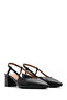 Women's Black Open-Back Heeled Leather Shoes 26Pfd160218 - 2