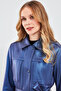 Anastasia Women's Navy Blue Metallic Leather Coat 24Sgd59431T - 6