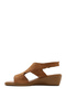 Women's Tan Buckle Wedge Heeled Suede Leather Sandals 26Sfd151810 - 3