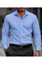 Slim Fit Plain Medium Blue Dacron Shirt - 4