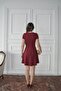 Half Sleeve Flounce Dress Burgundy - 4