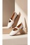 Women's White Drop Buckle Patent Leather Ballerinas 1cm Bynddam01 - 5