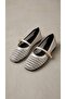 Women's Silver Knitted Patterned Banded Buckle Ballerinas 1cm Byndrsl2611 - 5