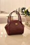 Claret Red Women's Hand and Shoulder Bag, Artificial Leather, Summer, Daily Use, Gift - 2
