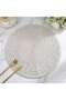 مفرش طاولة مطرز بالخرز المذهب بقطر 38 سم - أبيض