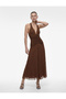 Draped Bodycon Tulle Embellished Brown Women's Dress 6Sak80079Fk - 3