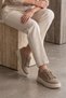 Women's Sneaker High Thick Patterned Ultra Light Sole Lace-Up Sports Shoes Ergu Mink Linen - 2