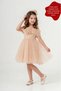 Girls' Low Sleeve Rose Detailed Ruffled Wedding Special Occasion Guest Evening Dress 6-9 Years