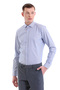 Blue Comfort Fit Patterned 100% Cotton Italian Collar Long Sleeve Sports Shirt - 3