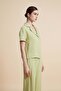 Solid Buttoned Half-Sleeve Top - 4