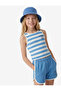 Color-Blocked Crew Neck Cotton Striped Tank Top and Shorts Set - 2