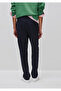 Men's Navy Blue Viscose Blend Buttoned Classic Cut Trousers - 3